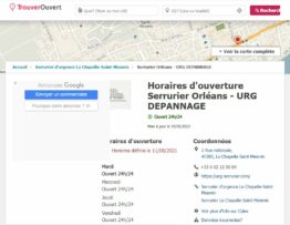 Urg Serrurier d’Orléans sur trouver-ouvert.fr